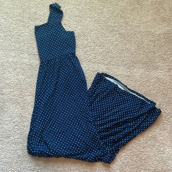 Chic Soul blue polkadot jumpsuit. Size 1X - Picture 1 of 2